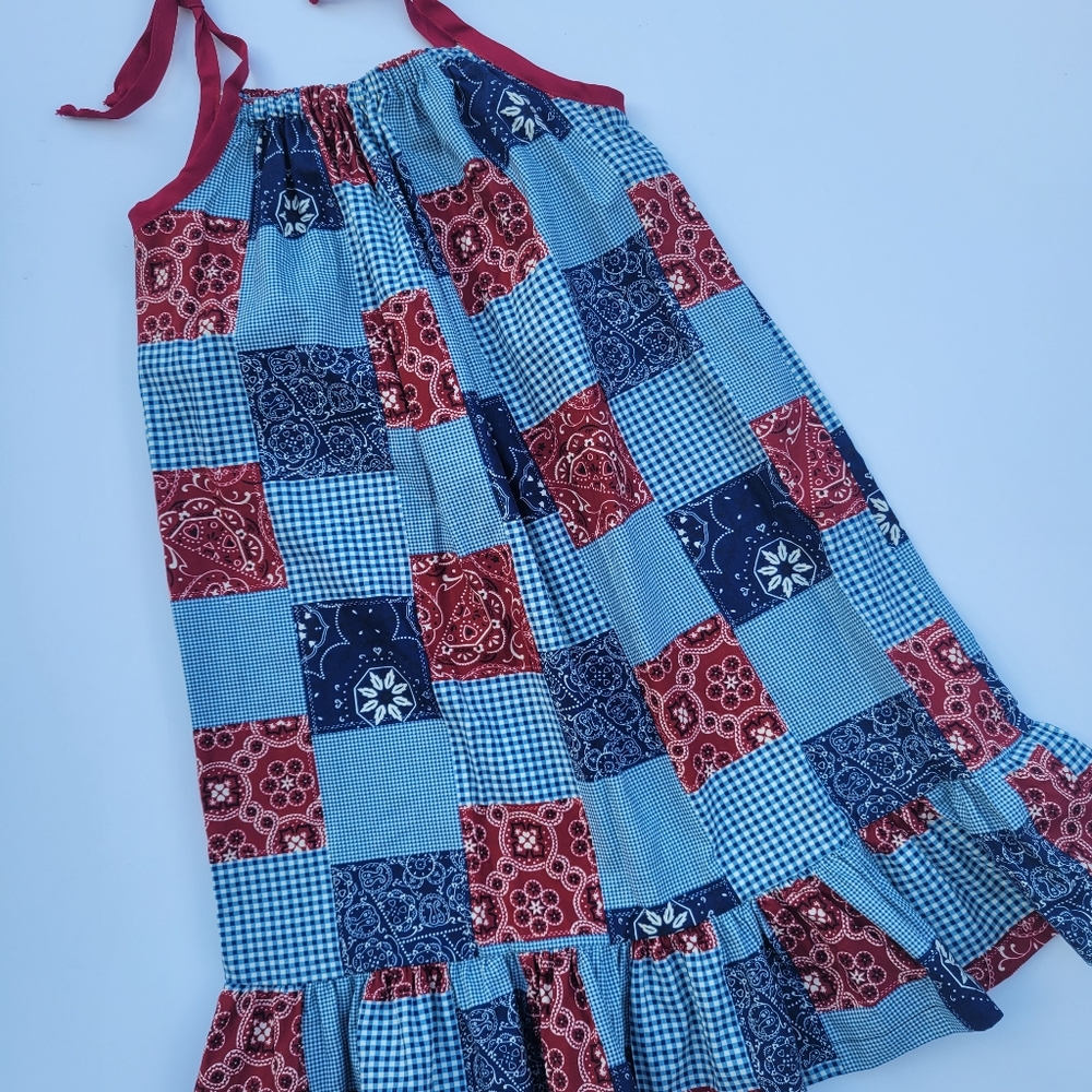 Michael Miller Bandana Patchwork Red/ Blue Dress